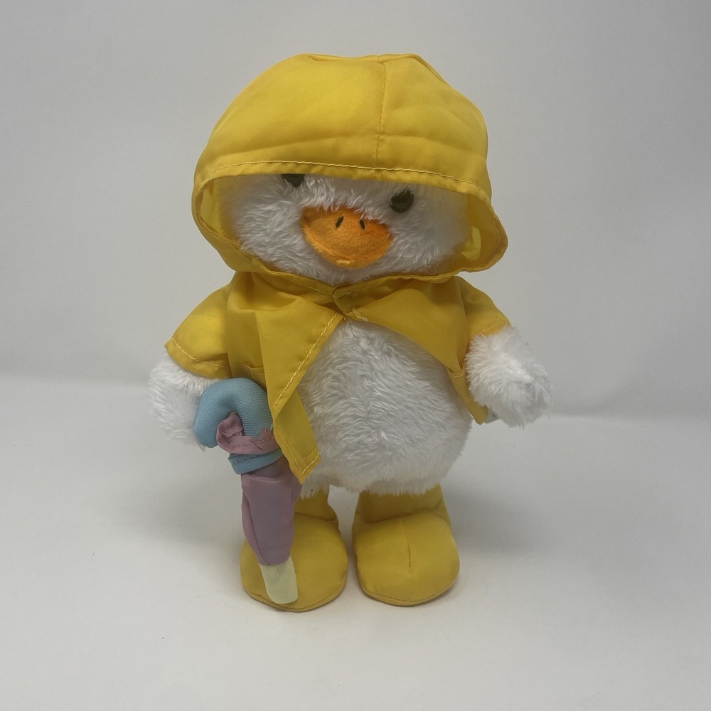 Joyward Animated Duck Plush with Umbrella Wearing Yellow Raincoat – Works – NWT